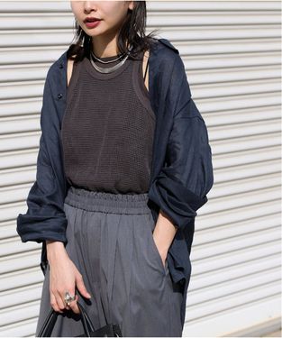 JS/Linen Regular Collar sh/上衣/藏青色(040)/FREE