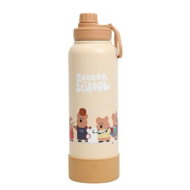 HOUSUXI DINOTAENG大容量保冷保溫瓶/ 附吸管/ 1200ml/ 校園