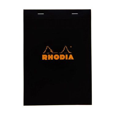 法國RHODIA 上掀式騎馬釘方眼筆記本/ A5/ Black/ Squared
