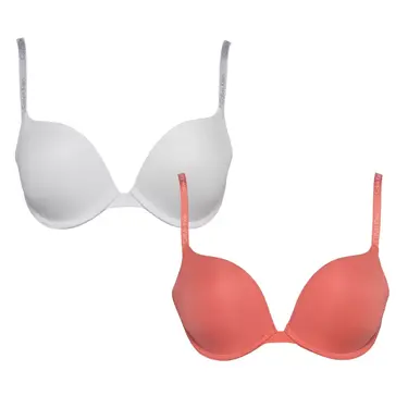 Calvin Klein女舒適軟鋼圈內衣2入組/ 36C/ 白+粉