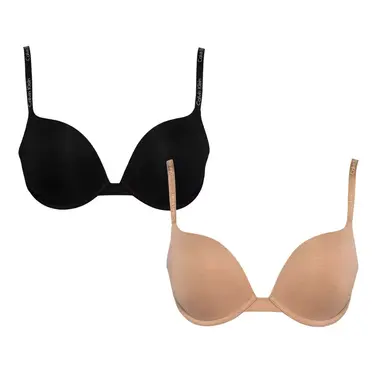 Calvin Klein女舒適軟鋼圈內衣2入組/ 34B/ 黑+裸