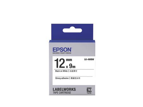 EPSON高黏性系列標籤帶/ 白底黑字/ LK-4WBW