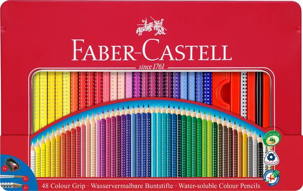 FABER-CASTELL 2001握得住水彩色鉛筆/ 48色/ 鐵盒