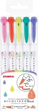 ZEBRA雙頭彩繪筆Mildliner Brush 5色組/ 晴空色系/ WFT8-5C-HC