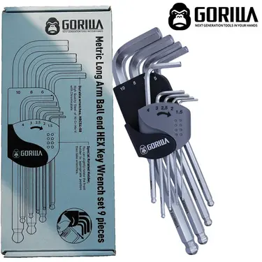 【GORILLA 紳士質人手工具】9in1六角扳手組(9pcs公制內六角球頭扳手) 台灣製造精品