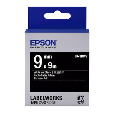 EPSON Vivid color黑底系列標籤帶/ 黑底白字/ LK-3BWV