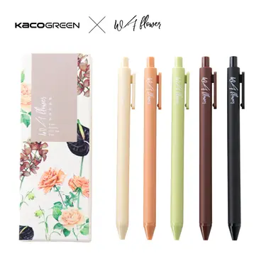 KACOGREEN Pure書源0.5中性筆/ 浪花花藝系列/ 5色5支裝