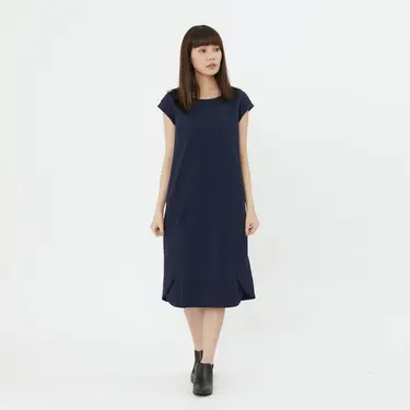 好我 so that's me 法國小毛圈無袖口袋長洋裝/深藍 / L SIZE