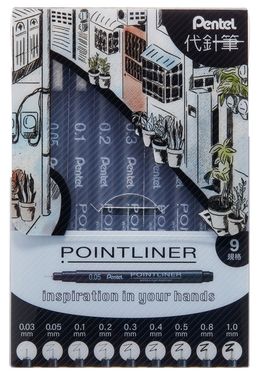 Pentel POINTLINER 9入製圖規格代針筆套裝