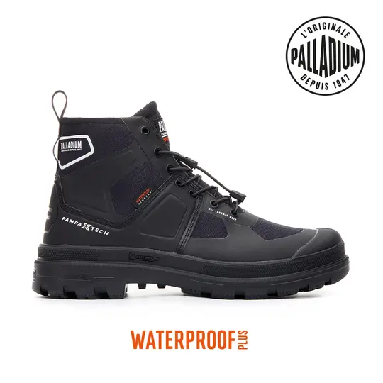PALLADIUM PAMPA TECH EXP WP+快穿米其林科技聯名橘標防水靴-中性-黑/ 5(23cm)