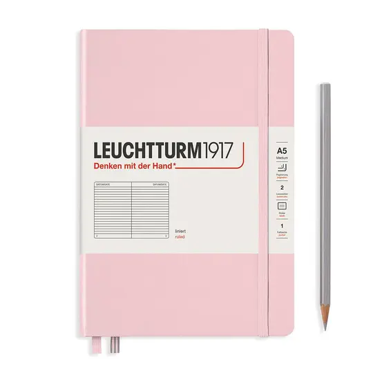 德國 LEUCHTTURM1917 硬殼筆記本 A5/ 粉/ 橫線