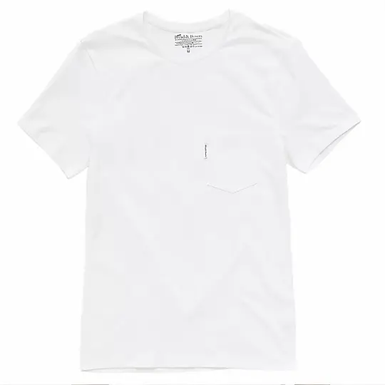 Bread & Boxers Crew-Neck with Pocket 有機棉男用圓領口袋T 白/ S