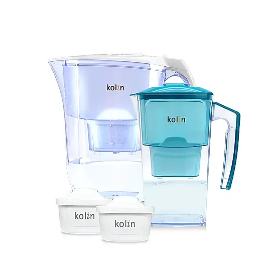 【kolin 歌林】四重精濾濾水壺 3.8L+2.5L(共2壺2芯/濾芯適用Brita)/ 3.8L(白)+2.5L(綠)