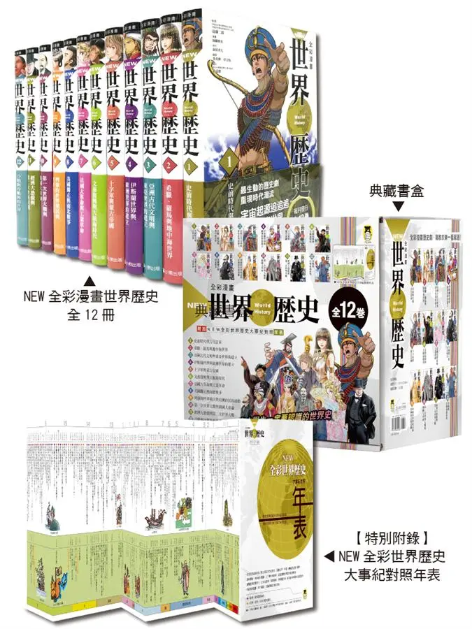New全彩漫畫世界歷史 1-12 (12冊合售/附New全彩世界歷史大事紀對照年表)