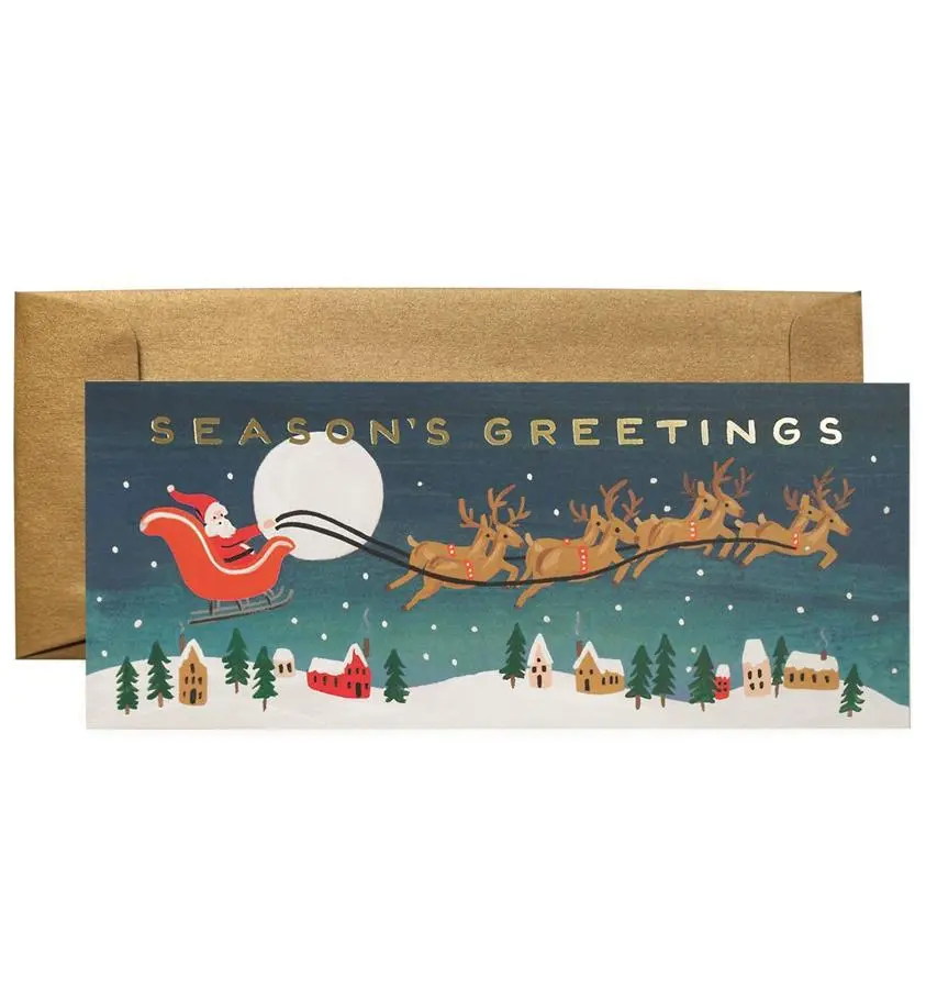 美國RIFLE PAPER 聖誕卡/ Santa's Sleigh/ No. 10 Cards