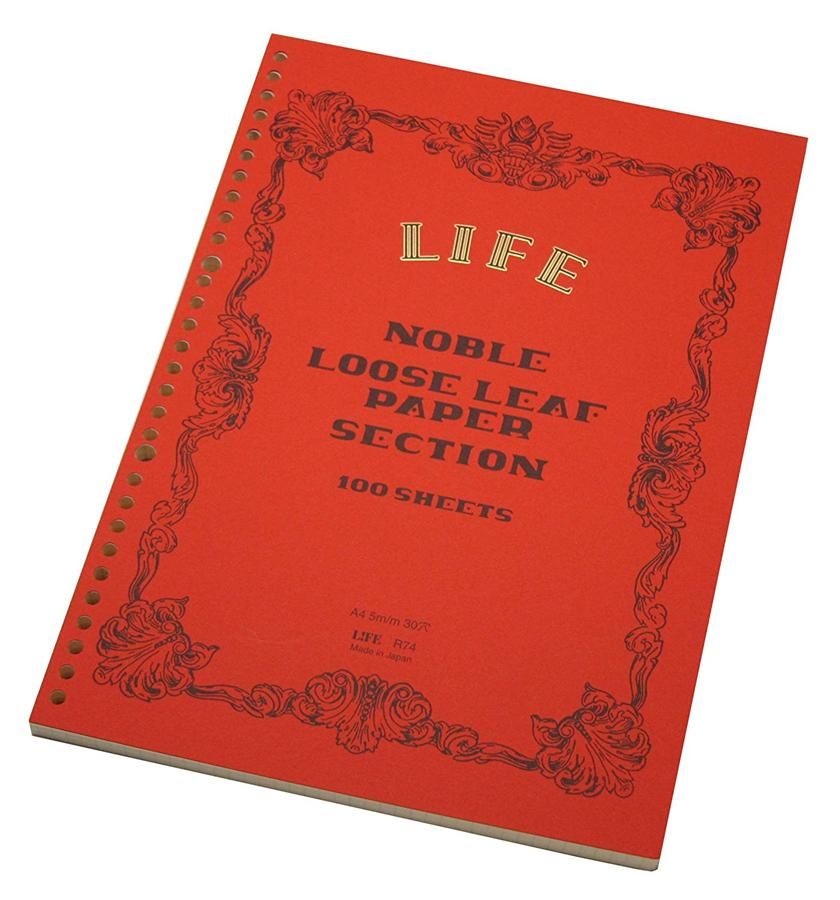 日本LiFE R Noble活頁紙筆記本/ A4/ 橘/ 方格