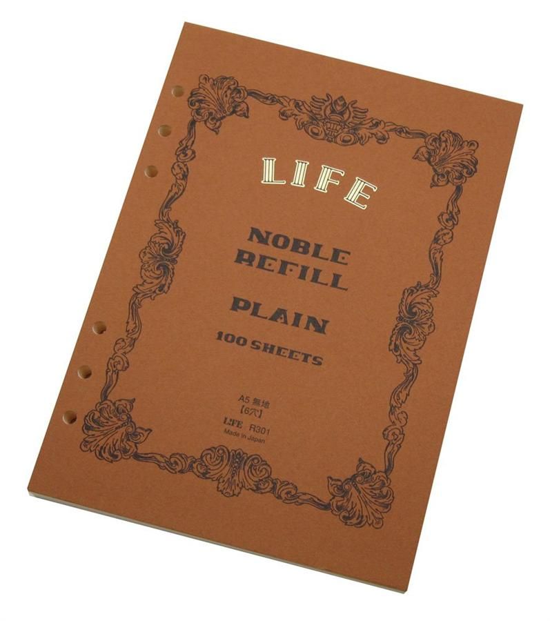 日本LiFE R Noble 活頁紙筆記本/ A5/棕/ 空白/ 6孔