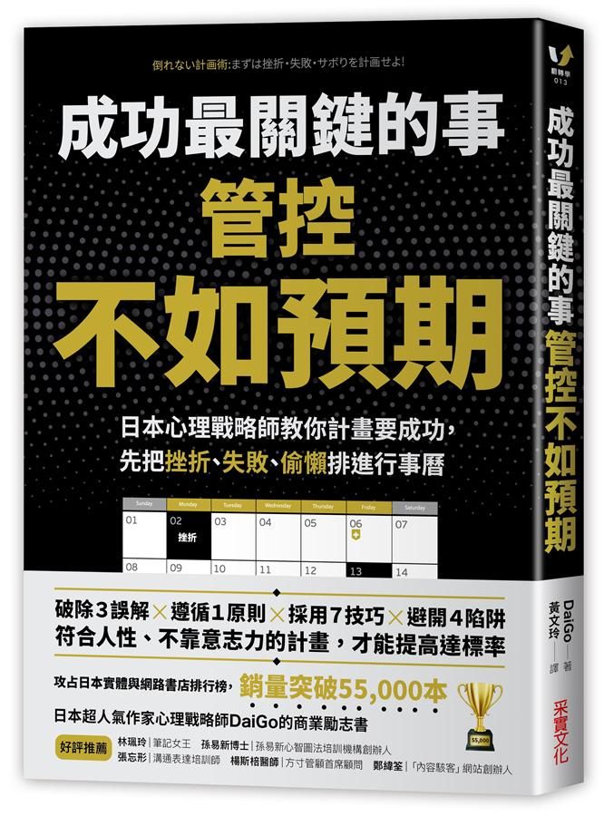 成功最關鍵的事-管控不如預期: 日本心理戰略師教你計畫要成功, 先把挫折、失敗、偷懶排進行事曆