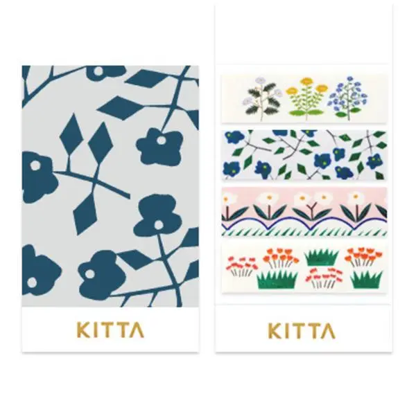 KING JIM KITTA KIT057隨身攜帶和紙膠帶/ 花朵5/ 4款各10張