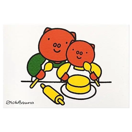 韓國ZERO PER ZERO Miffy Silkscreen 明信片/ Poppy Pig Baking
