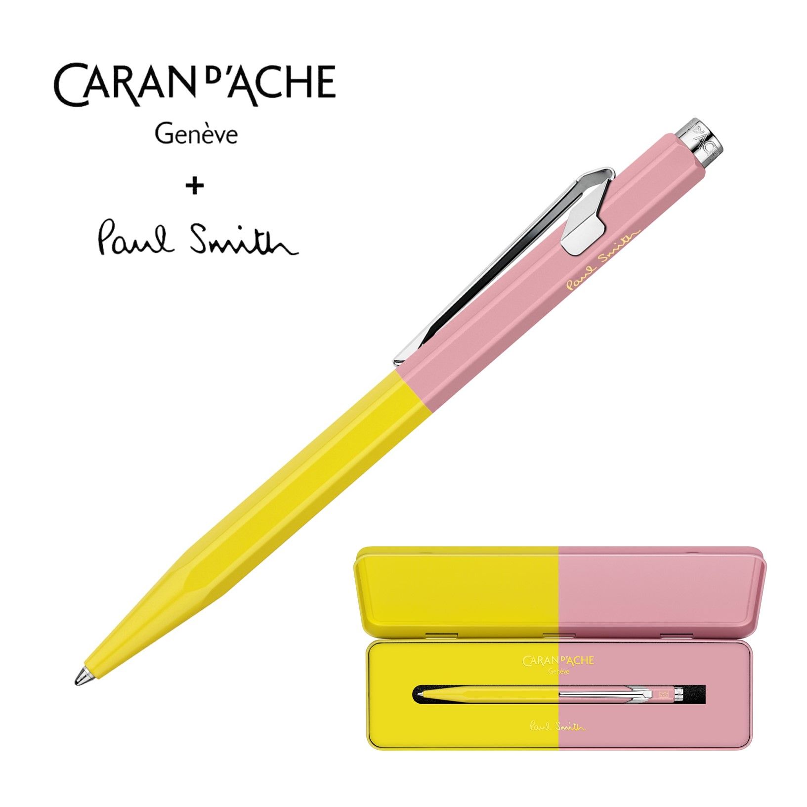 CARAN d'ACHE 849 Paul Smith原子筆IV/ 黃綠/ 玫瑰粉
