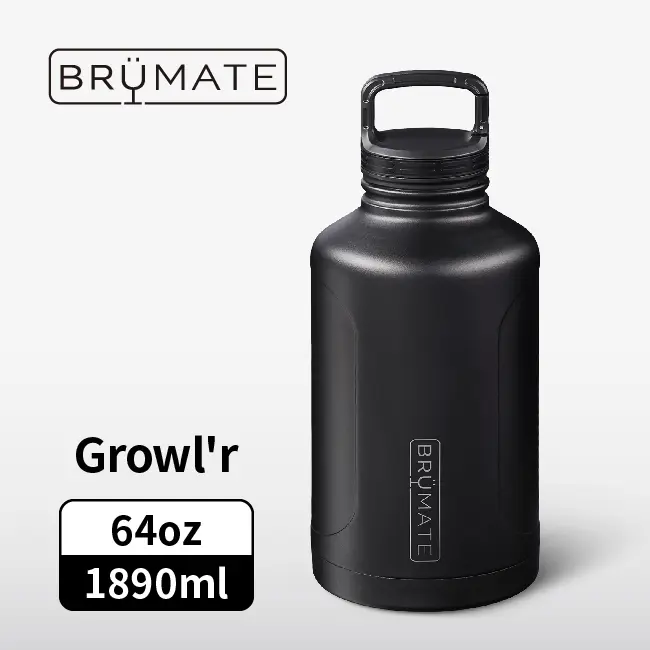 【BrüMate】Growl'r 大容量質感 雙層真空 保冰保溫壺 64oz/1890ml-獵鷹黑