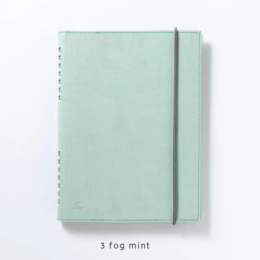 日本 SUNNY 線圈方眼筆記本/ A5/ 付PU皮革書套/ 薄荷綠