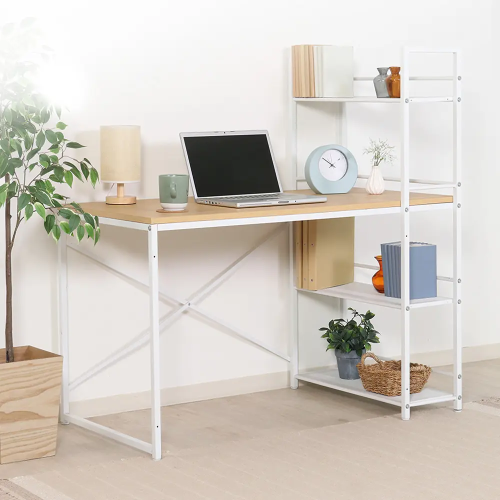 日本FUJI BOEKI 極簡工業風雙向側櫃書桌/工作桌(深64cm)-DIY-多色可選-/ 雅痞白