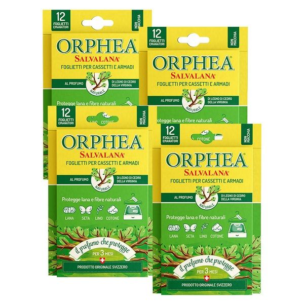 義大利ORPHEA歐菲雅衣物環境保護組4盒(共48片)/ 原木香/ 綠