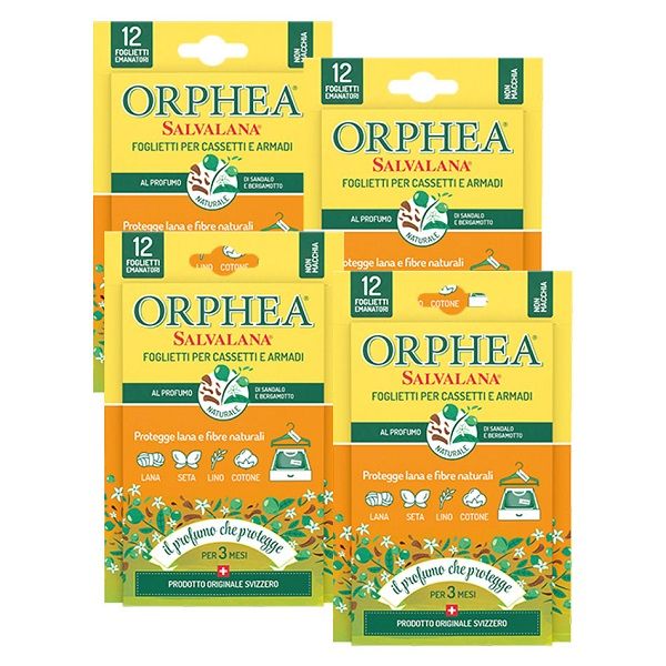 義大利ORPHEA歐菲雅衣物環境保護組4盒(共48片)/ 佛手柑/ 橘