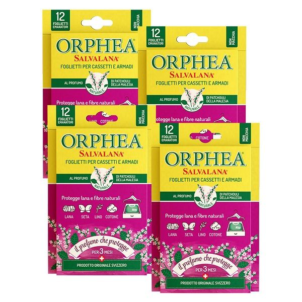 義大利ORPHEA歐菲雅衣物環境保護組4盒(共48片)/ 廣藿香/ 桃紅