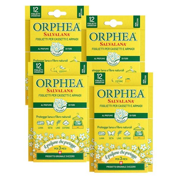 義大利ORPHEA歐菲雅衣物環境保護組4盒(共48片)/ 經典花香/ 黃