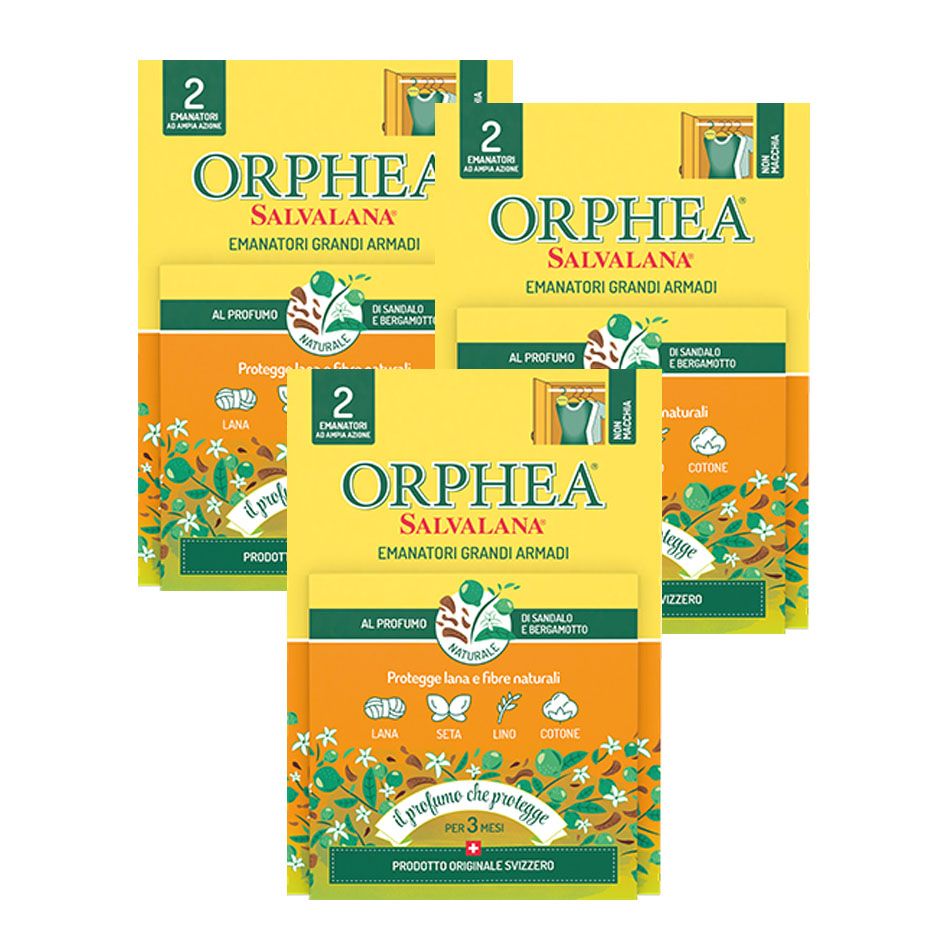 義大利Orphea歐菲雅 衣物環境保護品-掛耳式(6個)優惠組 大空間使用/ 佛手柑/ 橘