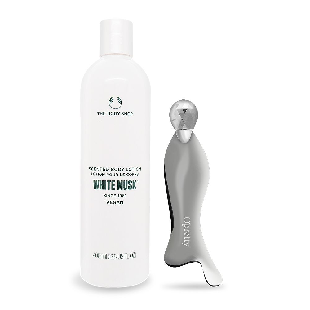 THE BODY SHOP 白麝香身體潤膚乳(400ml)-平行輸入+歐沛媞 紓壓按摩器(18.5X7.4X3.7cm)