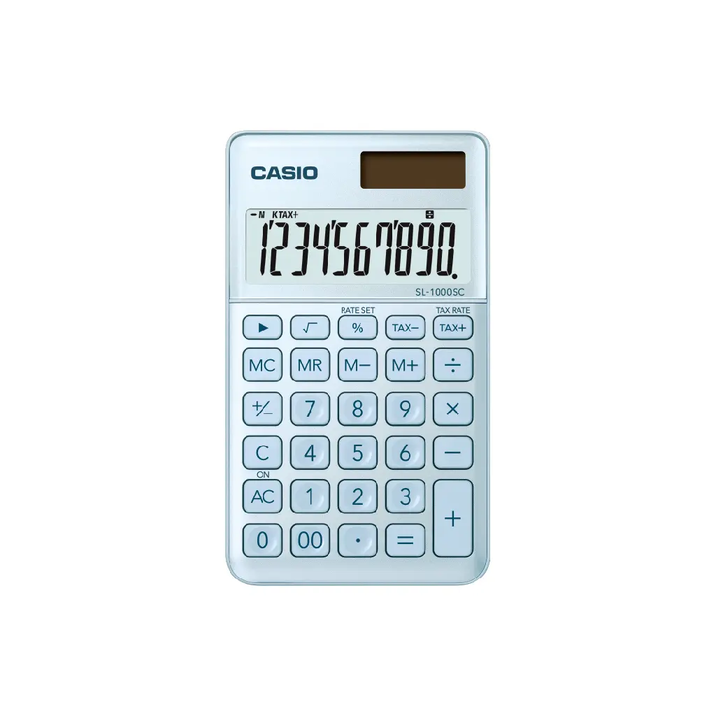 CASIO香檳計算機/ 攜帶型/ 10位元/ 珊瑚藍香檳/ SL-1000SC-BU