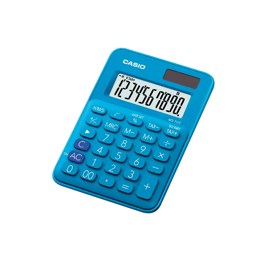CASIO馬卡龍計算機/ 迷你桌上型/ 10位元/ 湖水藍/ MS-7UC-BU