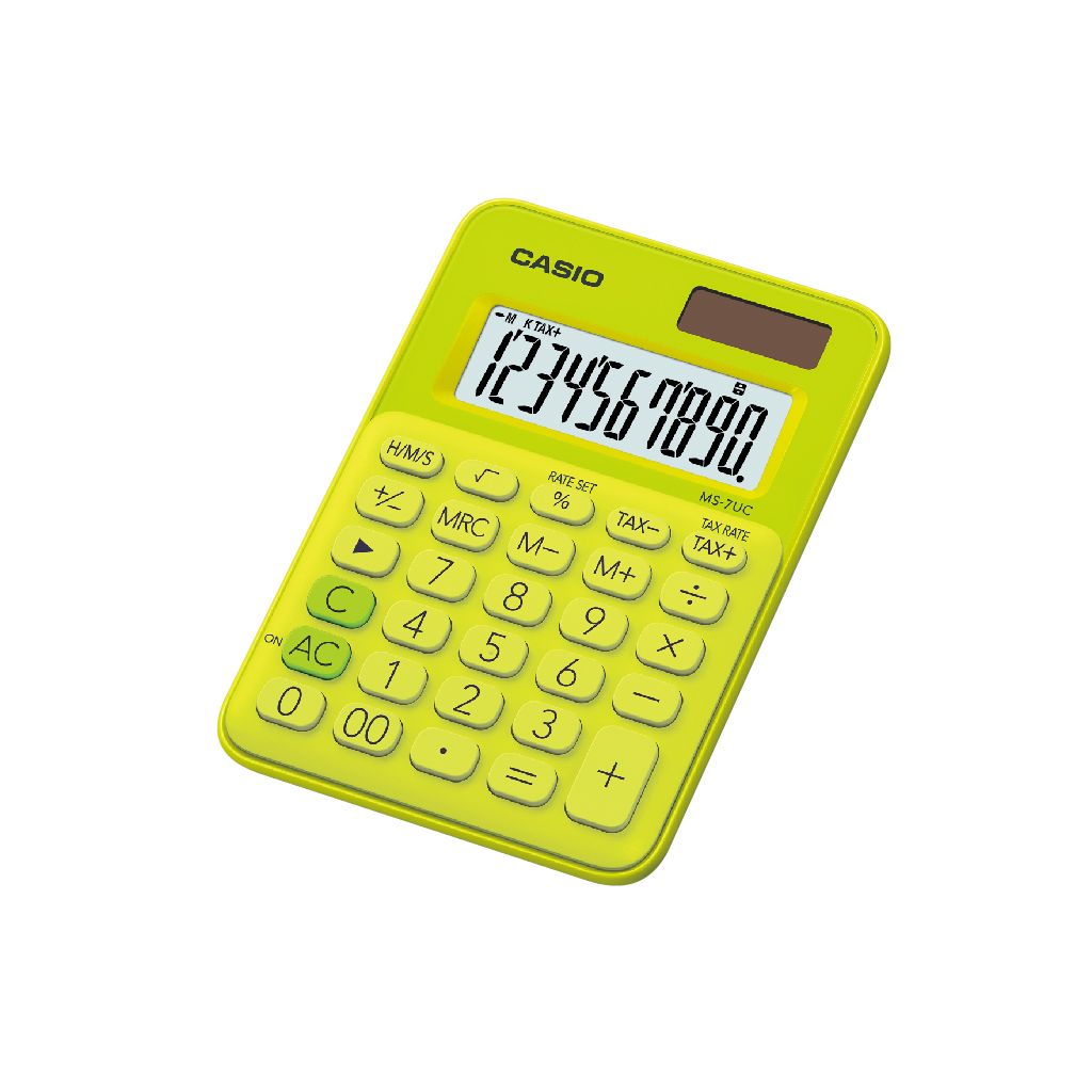 CASIO馬卡龍計算機/ 迷你桌上型/ 10位元/ 芥末黃/ MS-7UC-YG