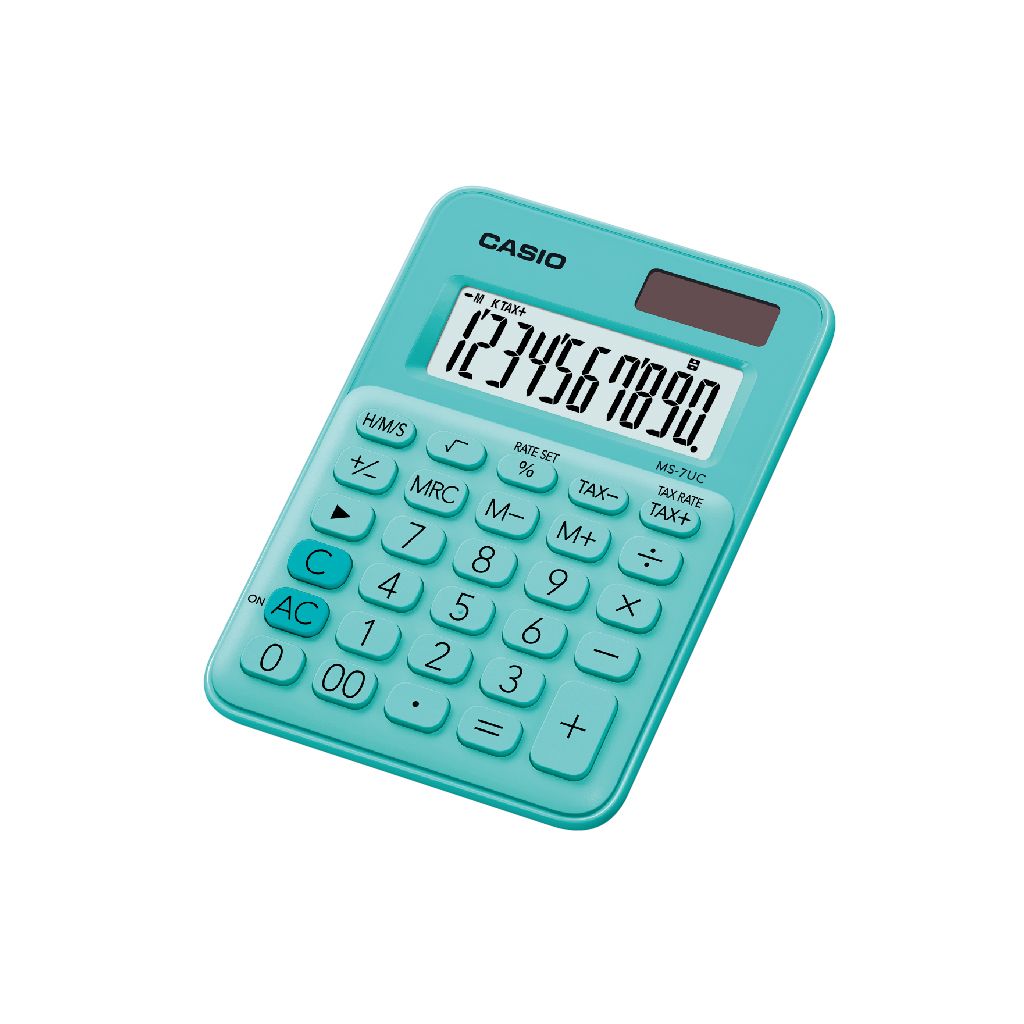 CASIO馬卡龍計算機/ 迷你桌上型/ 10位元/ 薄荷綠/ MS-7UC-GN/ 新包裝