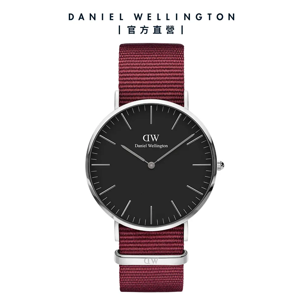 Daniel Wellington 手錶 Classic Roselyn 40mm玫瑰紅織紋錶-黑錶盤-銀框(DW00100270)