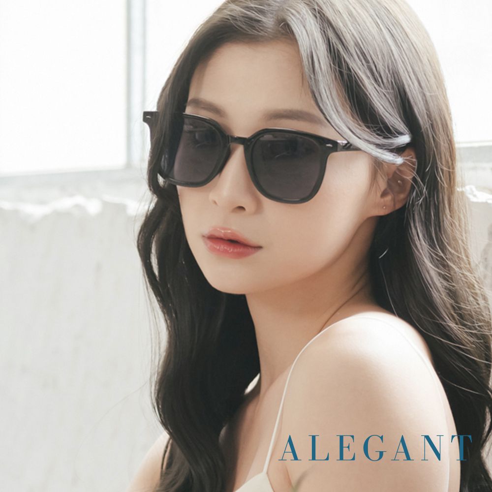 ALEGANT潮流造型星沙黑輕量貓眼方框墨鏡/UV400太陽眼鏡