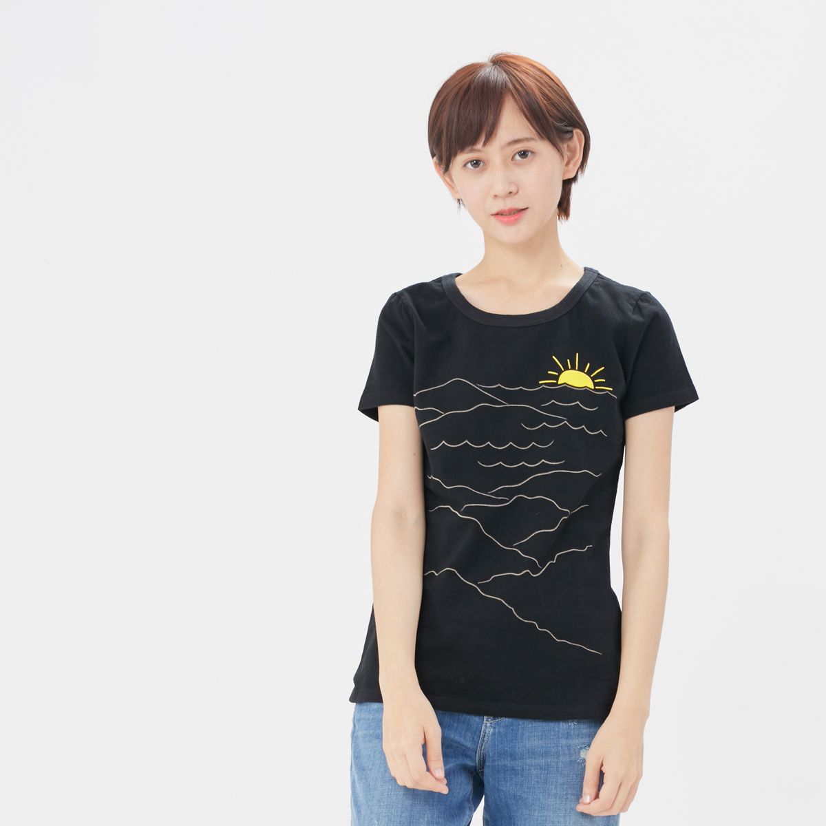 好我 so that's me日出雲海短袖蜜桃棉女Tee黑色/ XL