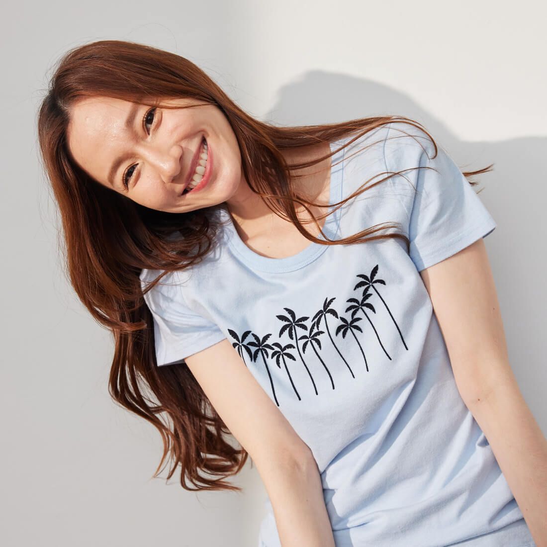 好我 so that's me 夏日椰林短袖蜜桃棉女T水藍/ M