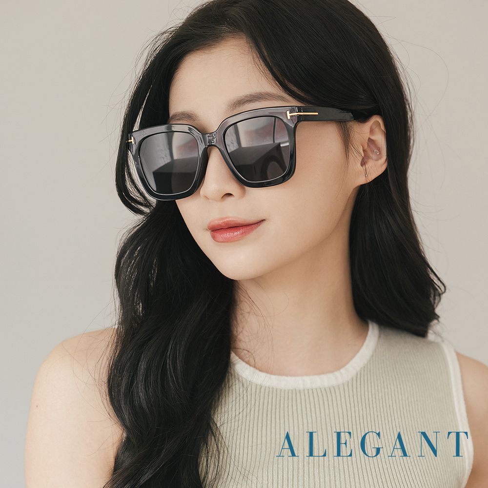 ALEGANT佐墨黑都會未來感金飾立體線條勾勒方框輕量TR90偏光墨鏡 UV400太陽眼鏡 城市的墨筆手札