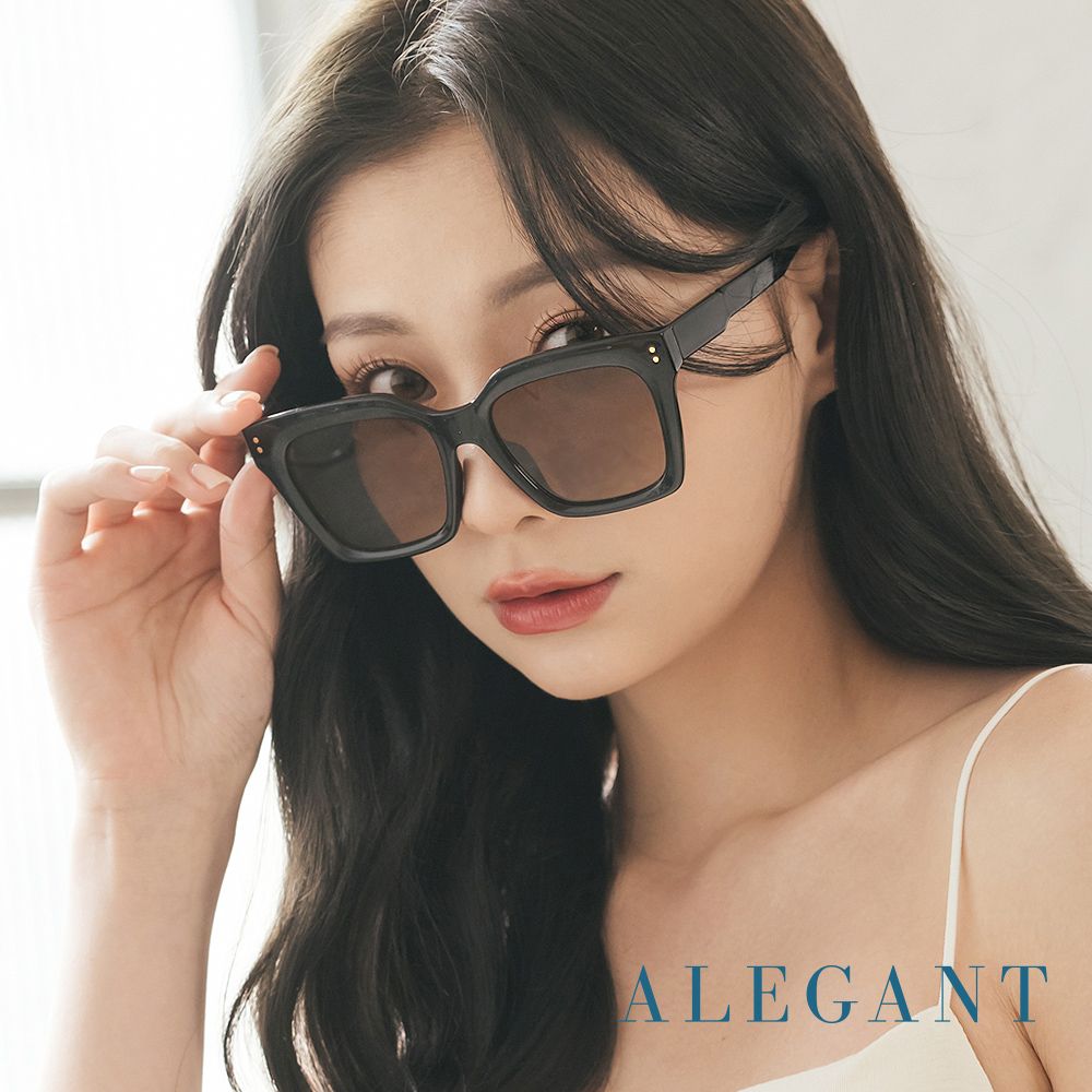 ALEGANT古橙棕韓系時尚幾何貓眼方框墨鏡 UV400太陽眼鏡 舒雅的悠眠輕旅