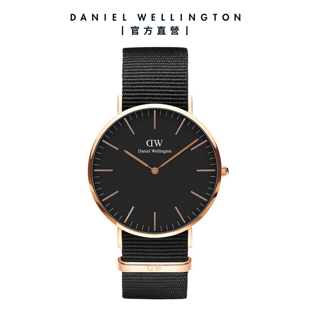Daniel Wellington 手錶  Classic Cornwall 40mm寂靜黑織紋錶-兩色任選(DW00100148 DW00100149)/ 玫瑰金框