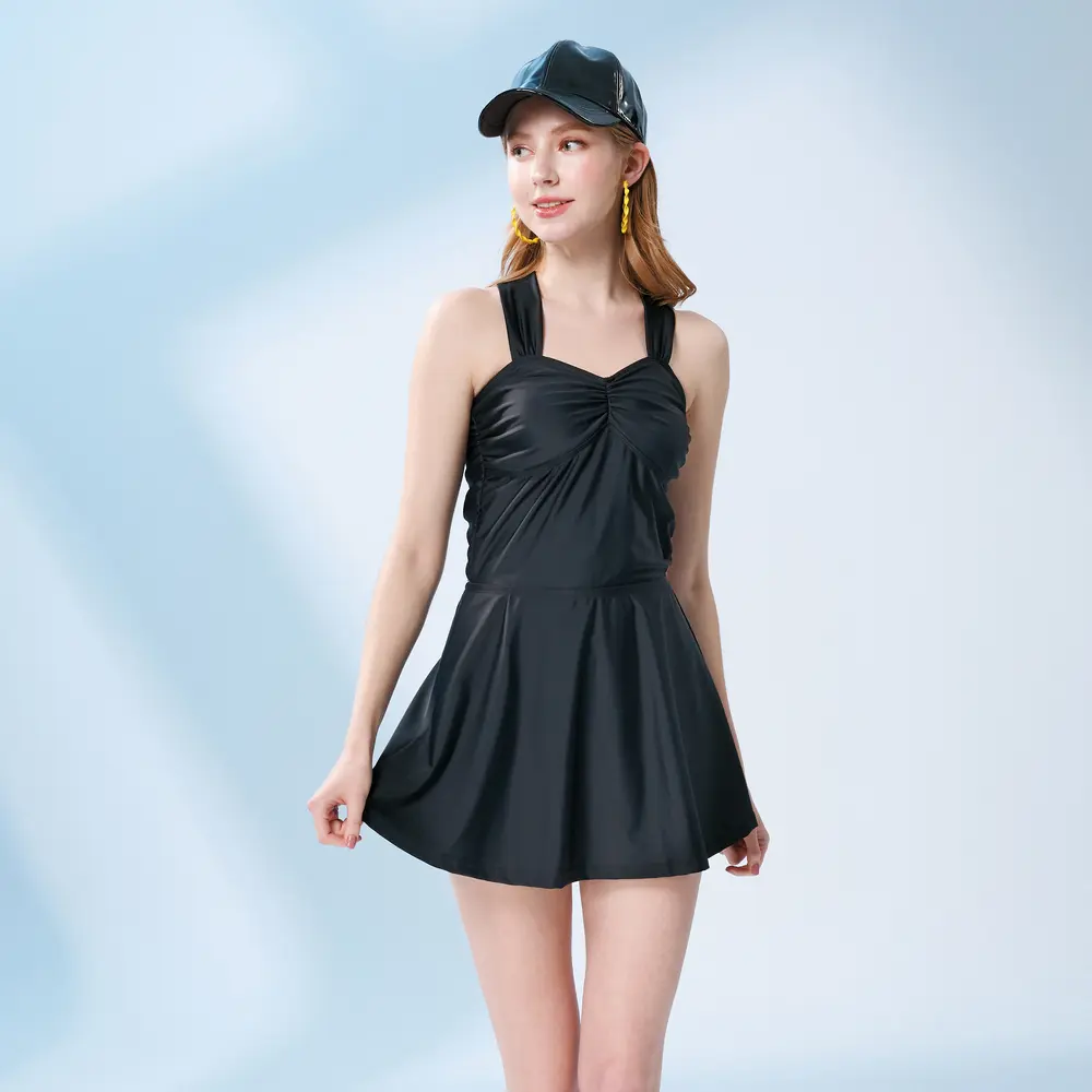 莫妮娜 台灣製 快速出貨 黑色吊帶連身裙 泳裝/ L