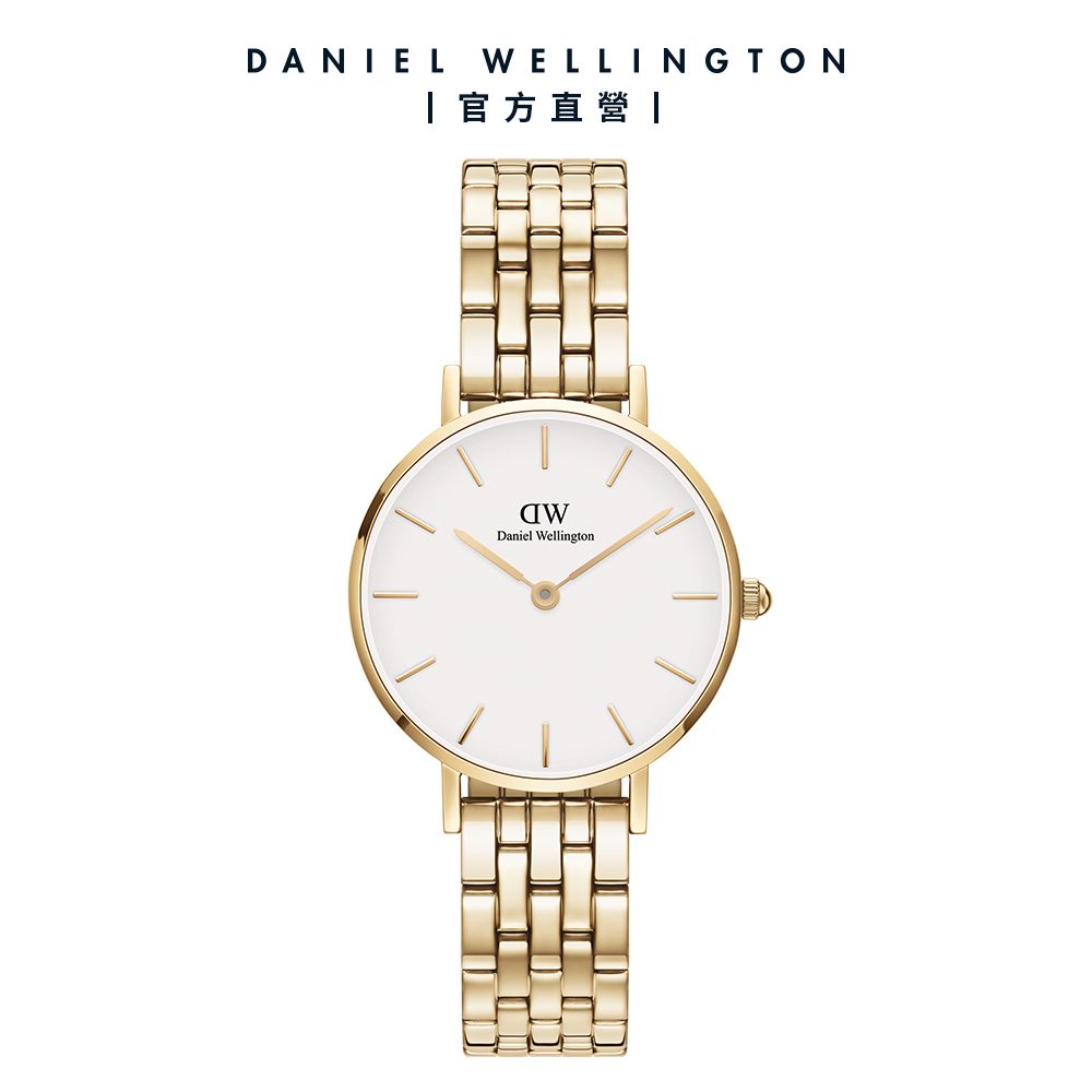 Daniel Wellington 手錶 Petite Evergold 28mm 星辰珠寶式錶鏈-白錶盤(DW00100614)