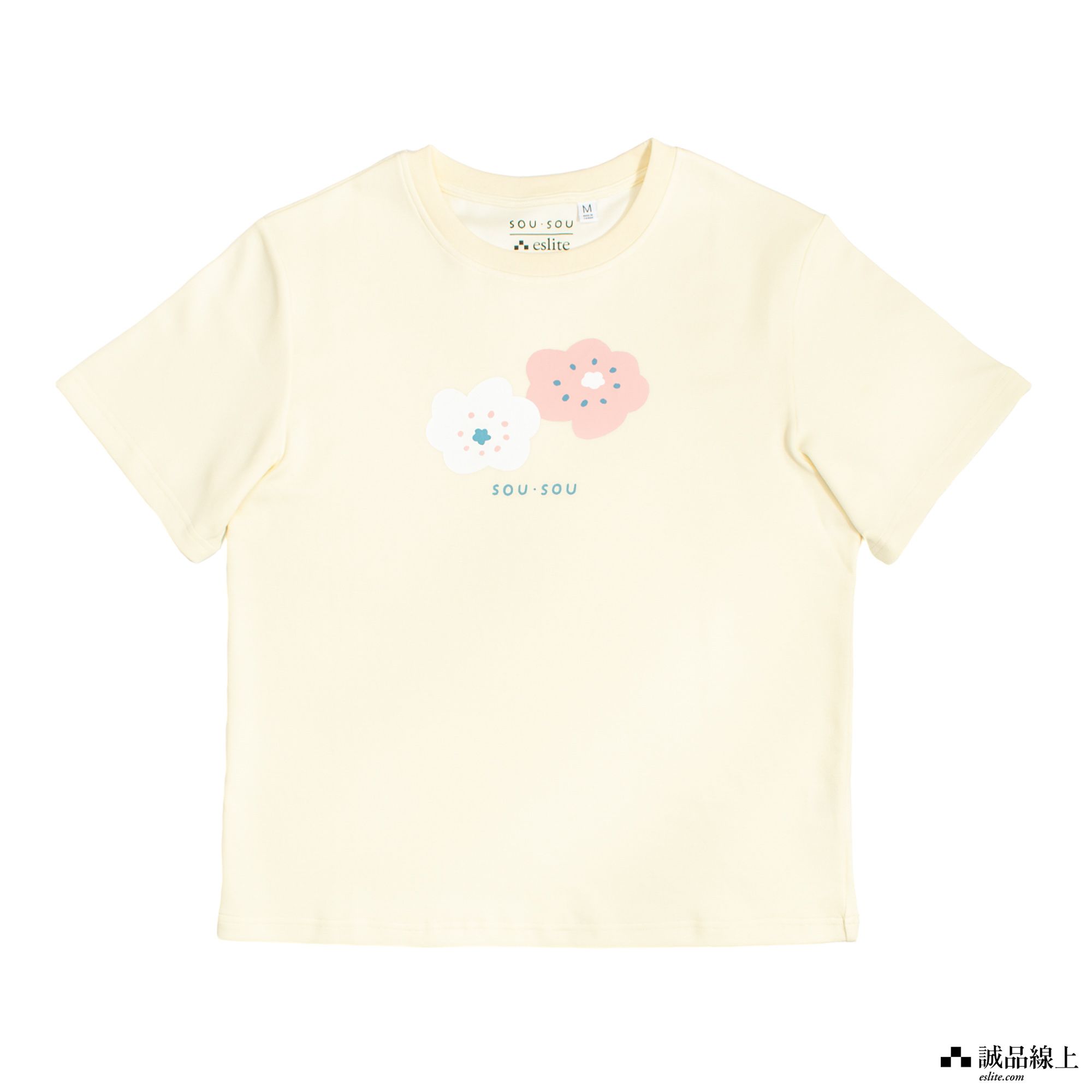 【誠品限定】SOU．SOU 棉質圓領短T/ 微笑/ 粉花/M號