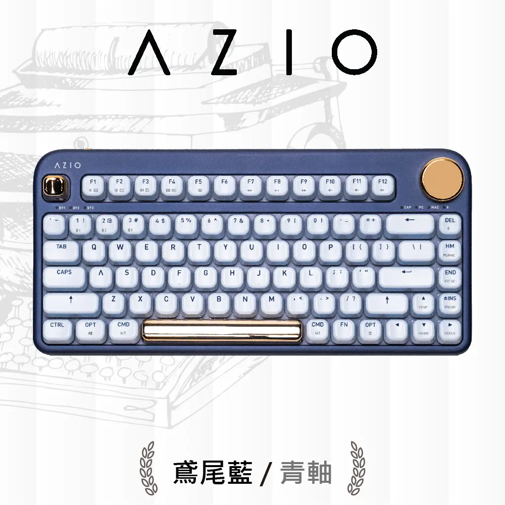 AZIO IZO藍牙短版機械鍵盤PC/MAC通用/ 青軸/ 鳶尾藍