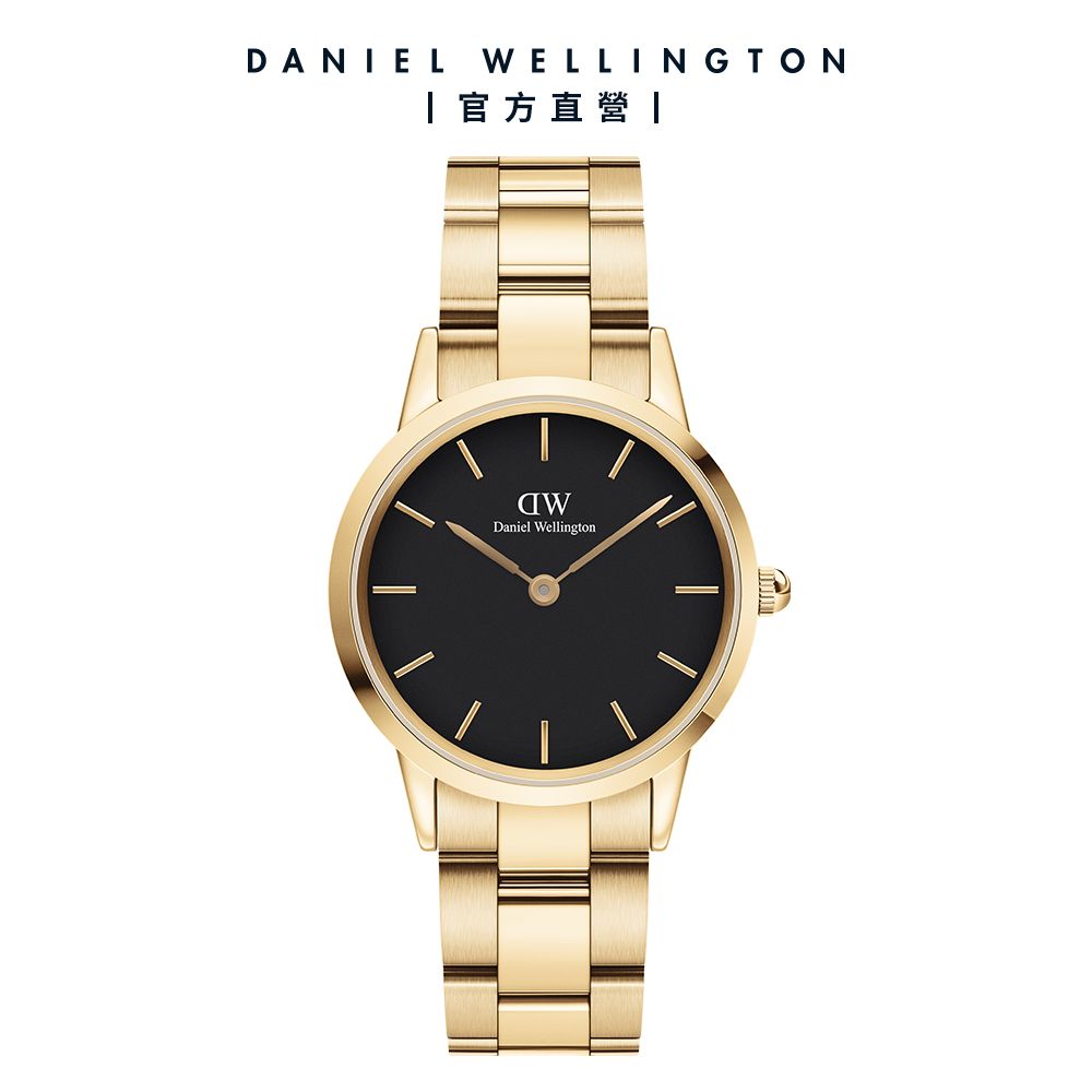 Daniel Wellington 手錶 Iconic Link 28/32mm香檳金精鋼錶-黑錶盤(DW00100566 DW00100568)/ 32mm